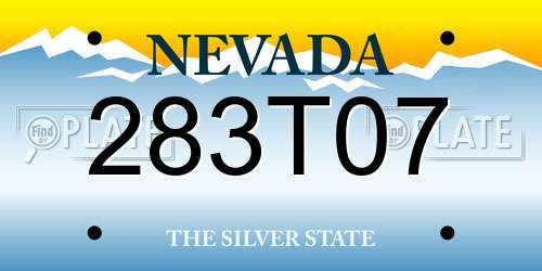 283T07 Nevada License Plate
