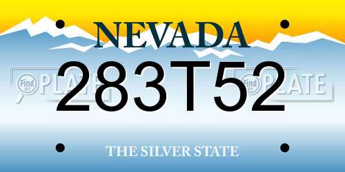 283T52 Nevada License Plate