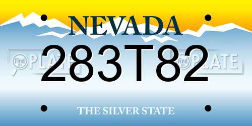 283T82 Nevada License Plate