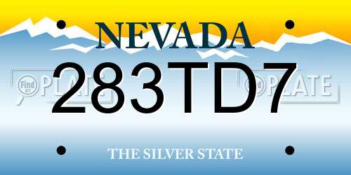283TD7 Nevada License Plate