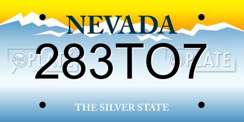 283TO7 Nevada License Plate