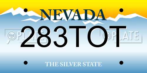 283TOT Nevada License Plate