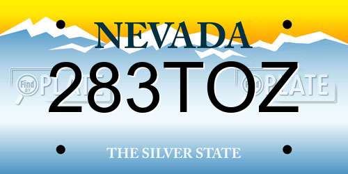 283TOZ Nevada License Plate
