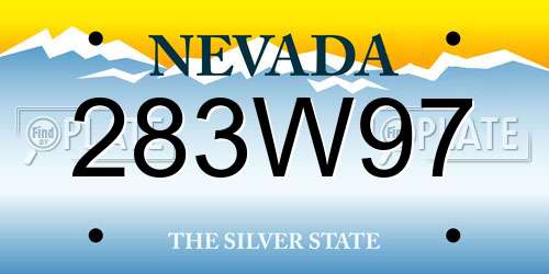 283W97 Nevada License Plate