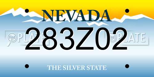 283Z02 Nevada License Plate