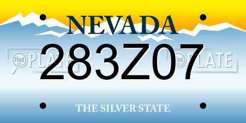 283Z07 Nevada License Plate