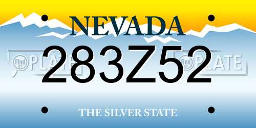 283Z52 Nevada License Plate