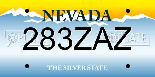 283ZAZ Nevada License Plate