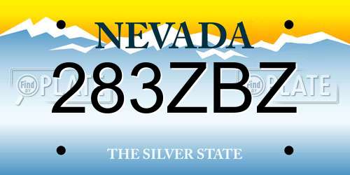 283ZBZ Nevada License Plate