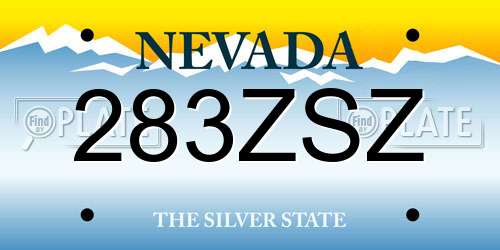 283ZSZ Nevada License Plate