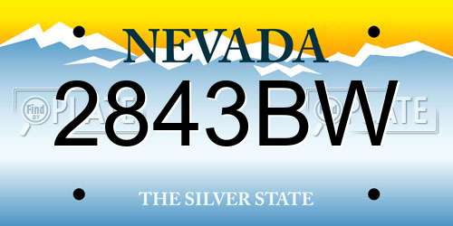 2843BW Nevada License Plate