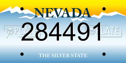 284491 Nevada License Plate