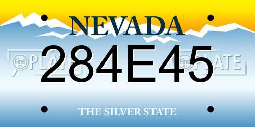 284E45 Nevada License Plate