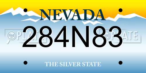 284N83 Nevada License Plate