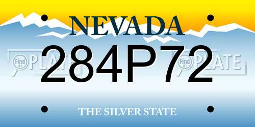 284P72 Nevada License Plate