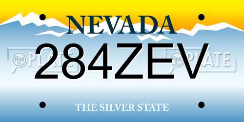 284ZEV Nevada License Plate