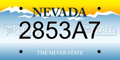 2853A7 Nevada License Plate