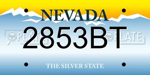 2853BT Nevada License Plate