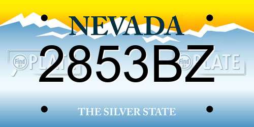 2853BZ Nevada License Plate