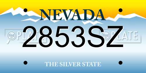 2853SZ Nevada License Plate