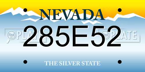 285E52 Nevada License Plate