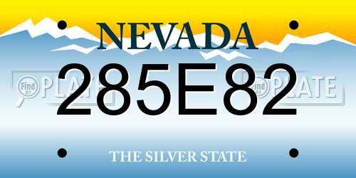 285E82 Nevada License Plate