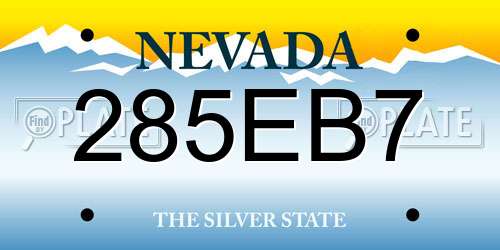 285EB7 Nevada License Plate