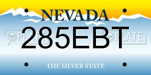 285EBT Nevada License Plate