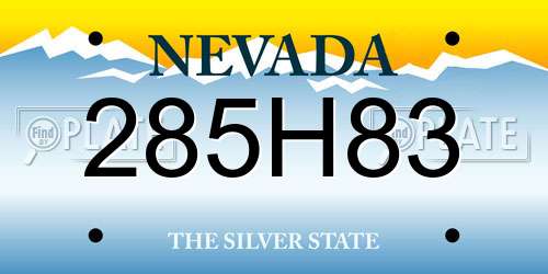 285H83 Nevada License Plate
