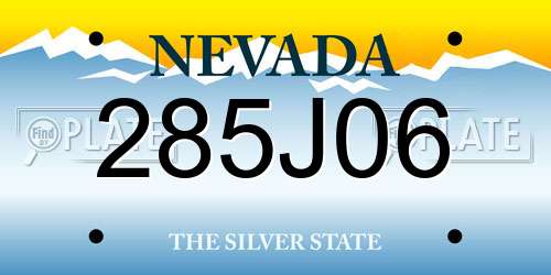 285J06 Nevada License Plate