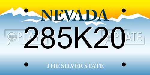 285K20 Nevada License Plate