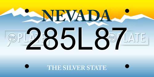 285L87 Nevada License Plate