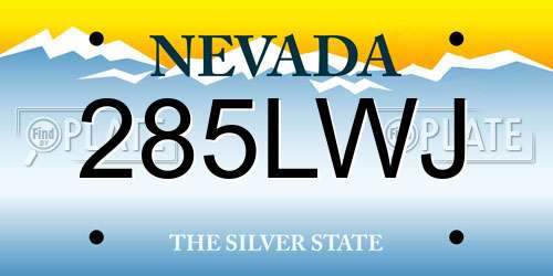 285LWJ Nevada License Plate