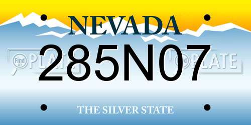 285N07 Nevada License Plate
