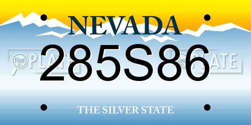 285S86 Nevada License Plate