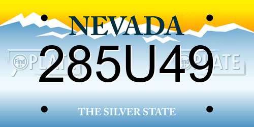 285U49 Nevada License Plate
