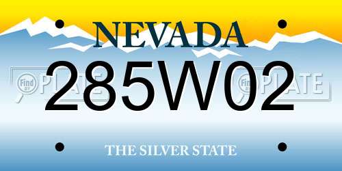 285W02 Nevada License Plate