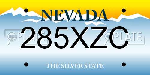 285XZC Nevada License Plate