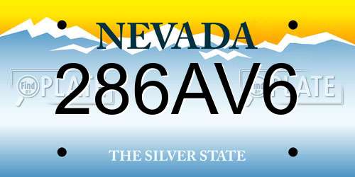 286AV6 Nevada License Plate
