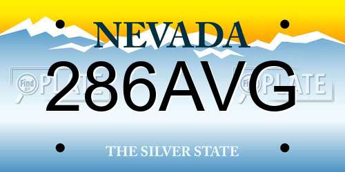 286AVG Nevada License Plate