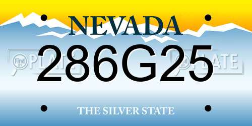 286G25 Nevada License Plate