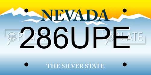286UPE Nevada License Plate