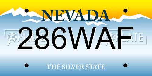 286WAF Nevada License Plate