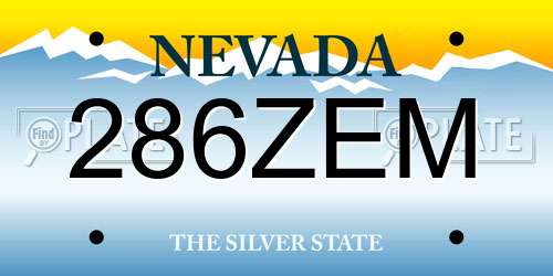286ZEM Nevada License Plate