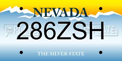 286ZSH Nevada License Plate