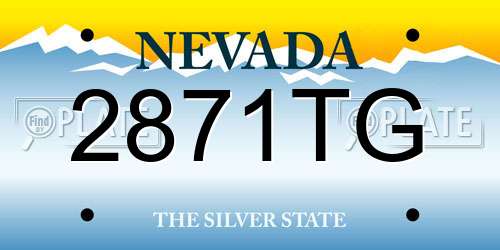 2871TG Nevada License Plate