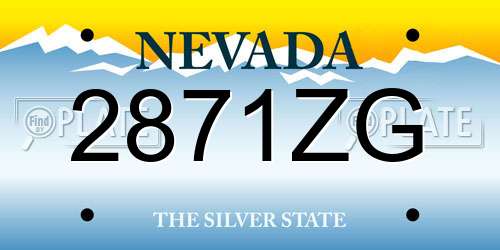 2871ZG Nevada License Plate