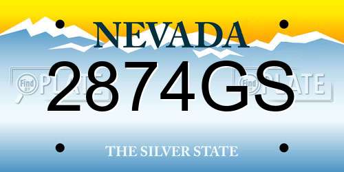 2874GS Nevada License Plate