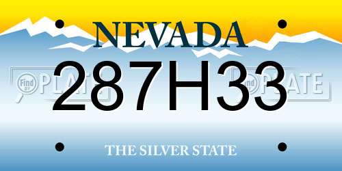 287H33 Nevada License Plate