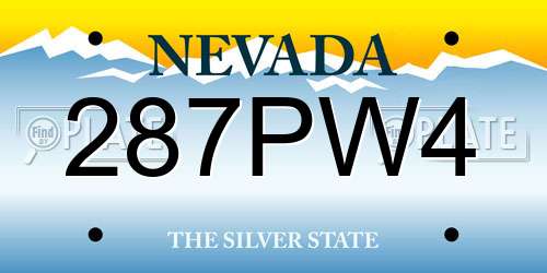 287PW4 Nevada License Plate